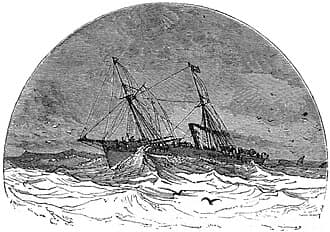 The Duncan crossing rough water in an engraving by Édouard Riou