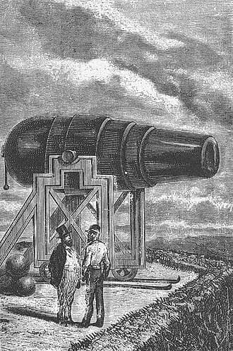 The Columbiad cannon prepared for launch
