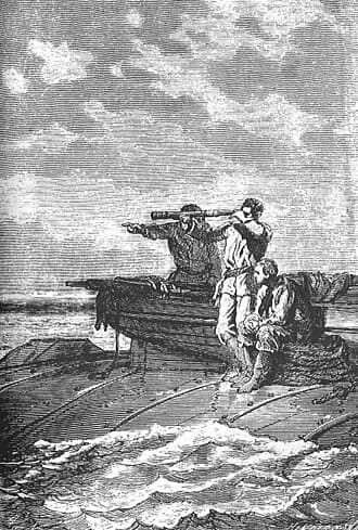 Men standing on the deck of the Nautilus