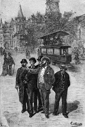 The quartet walking through Milliard City
